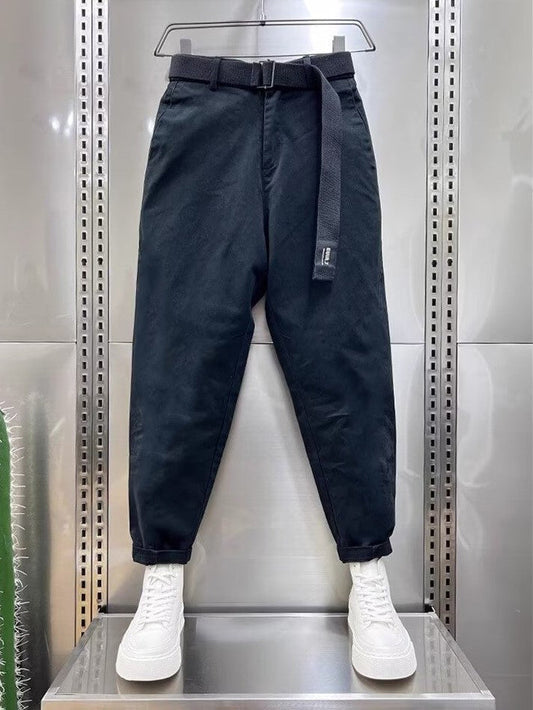 Herren Baggyhosen aus Baumwolle mit Gürtel Loose Fit Beige - Norvielle