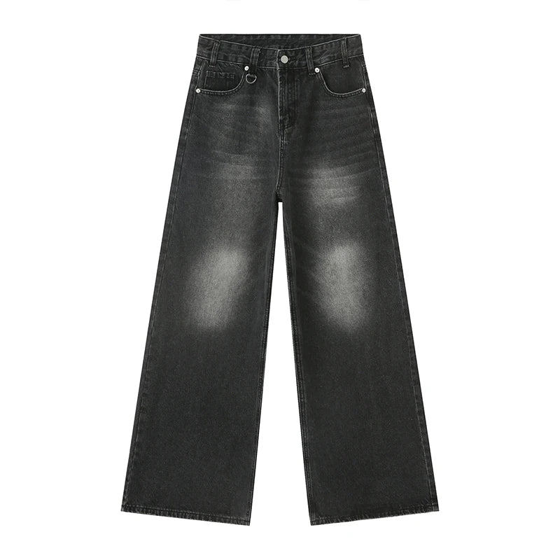 Herren Retro Baggy Jeans Hohe Taille Lockerer Schnitt
