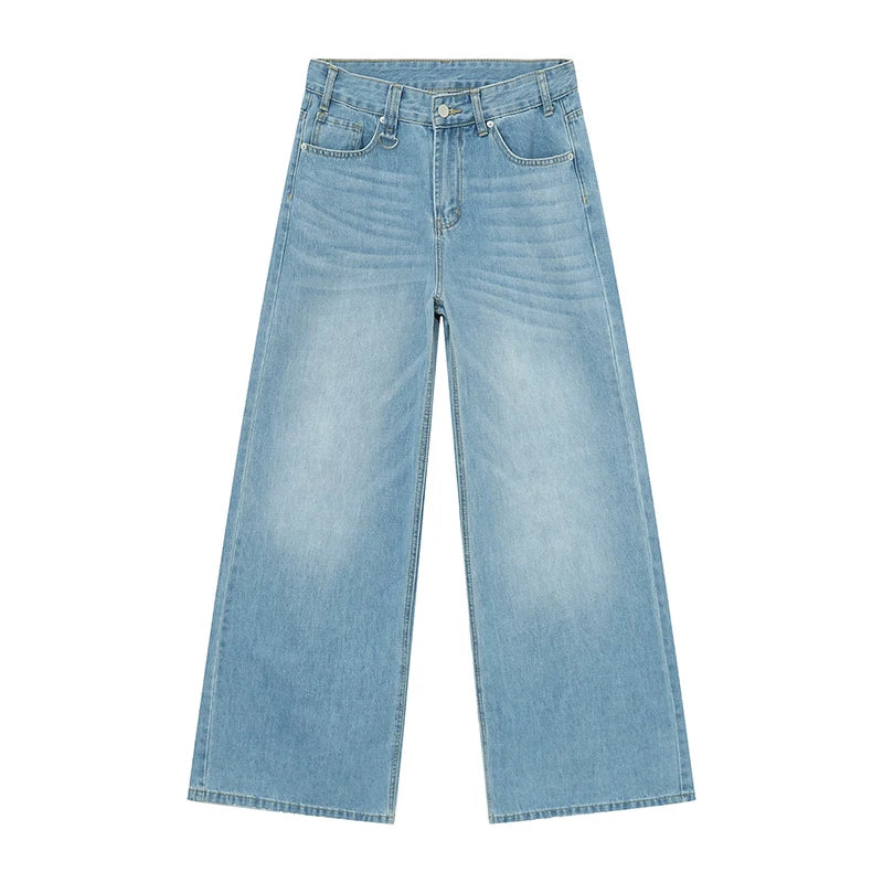 Herren Retro Baggy Jeans Hohe Taille Lockerer Schnitt