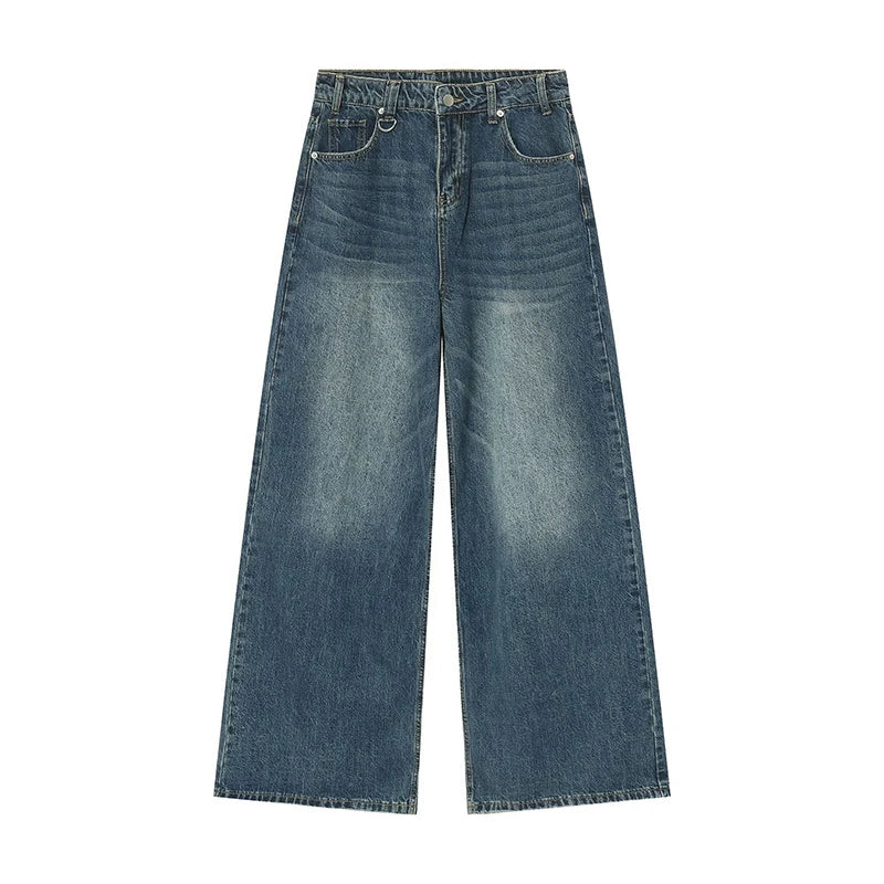 Herren Retro Baggy Jeans Hohe Taille Lockerer Schnitt