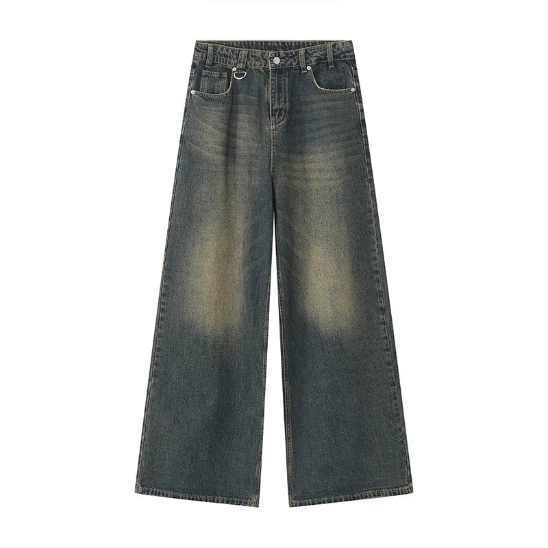 Herren Retro Baggy Jeans Hohe Taille Lockerer Schnitt