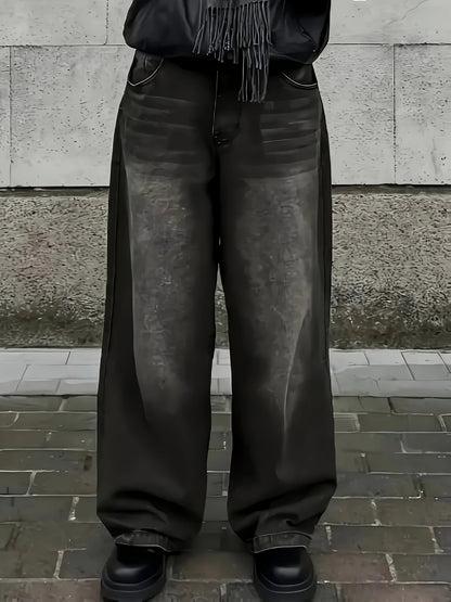 Herren Baggy Jeans Bequemer Schnitt Vintage Look