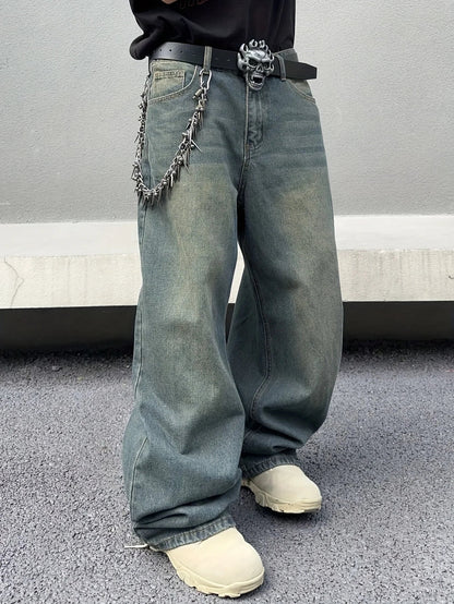 Herren Baggy Jeans Bequemer Schnitt Vintage Look