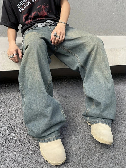 Herren Baggy Jeans Bequemer Schnitt Vintage Look