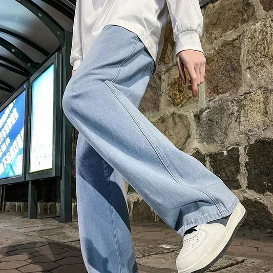 Herren Baggy-Jeans Weite Bein Norvielle Entspannt Blau - Norvielle