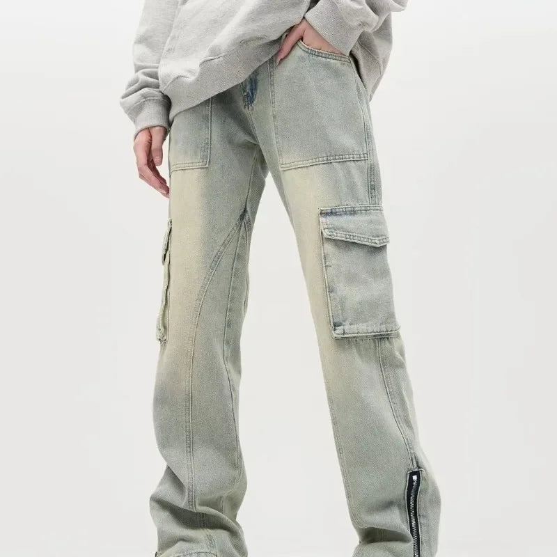 Herren Baggy-Jeans Weit Reißverschluss Detail
