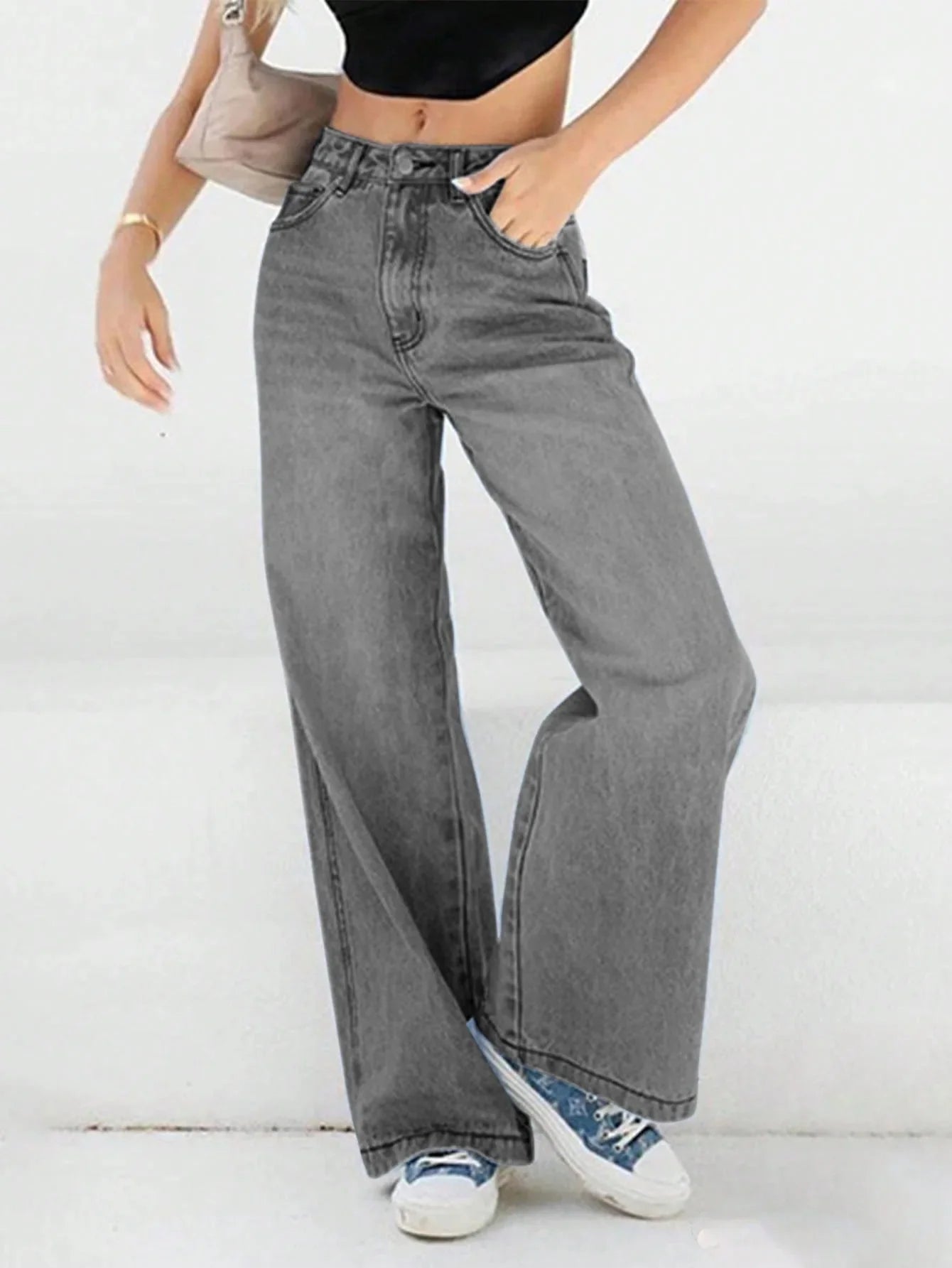Damen Baggy Jeans Weite Passform Lässig