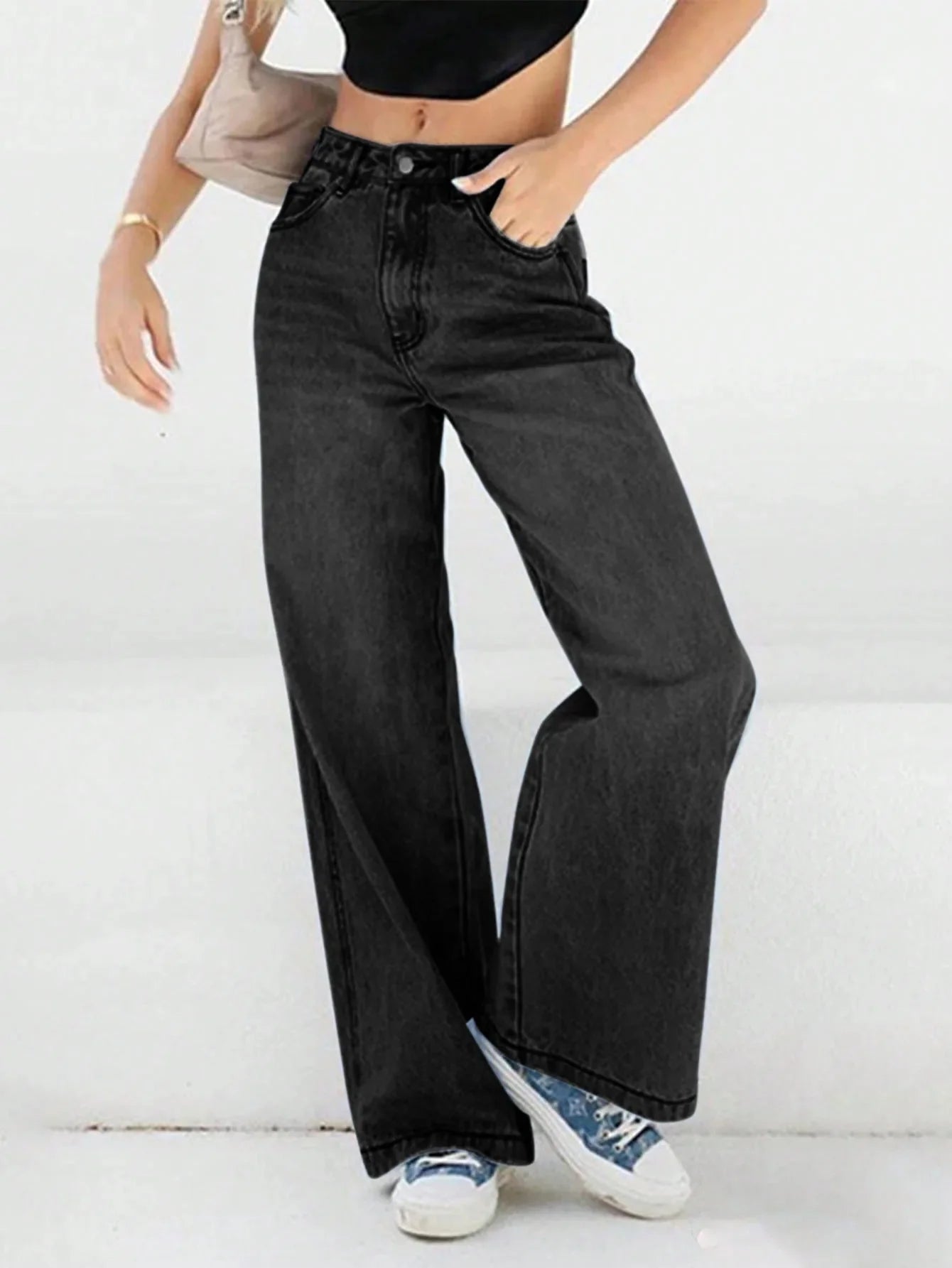 Damen Baggy Jeans Weite Passform Lässig