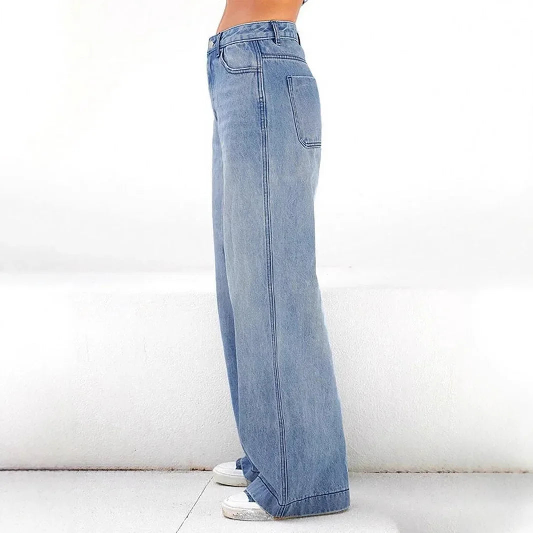 Damen Baggy Jeans Weite Passform Lässig