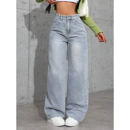 Damen Baggy-Jeans Hohe Taille Komfort - Norvielle