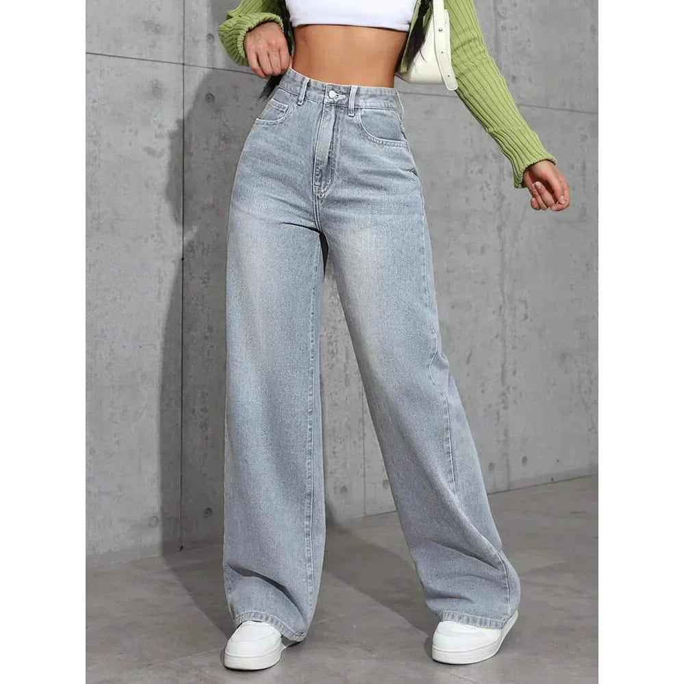 Damen Baggy-Jeans Hohe Taille Komfort