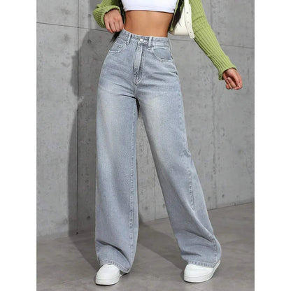 Damen Baggy-Jeans Hohe Taille Komfort