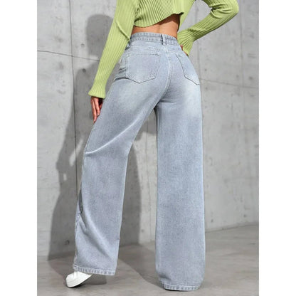 Damen Baggy-Jeans Hohe Taille Komfort