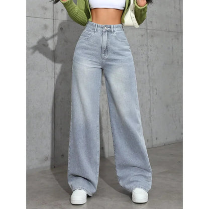 Damen Baggy-Jeans Hohe Taille Komfort