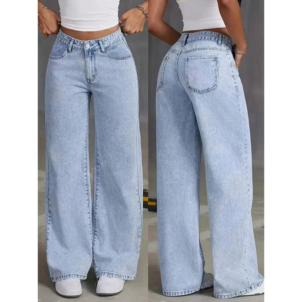 Damen Baggy-Jeans Hohe Taille Komfort