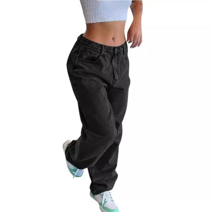 Norvielle Damen Retro Baggy Jeans Mid Rise Komfort Fit