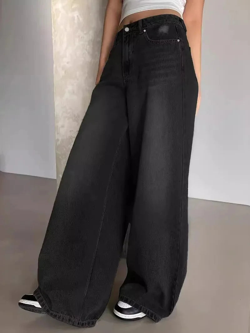 Damen Baggy-Jeans Mittlere Bundhöhe Komfort Jeans