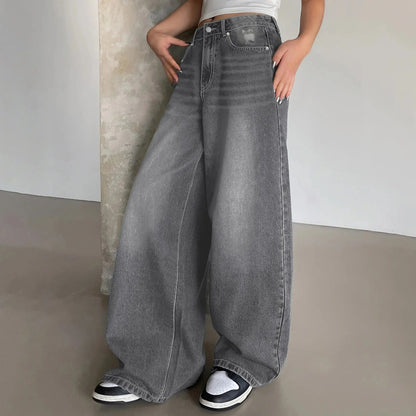 Damen Baggy-Jeans Mittlere Bundhöhe Komfort Jeans