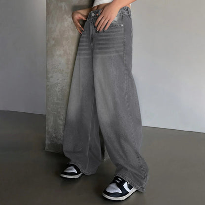 Damen Baggy-Jeans Mittlere Bundhöhe Komfort Jeans - Norvielle