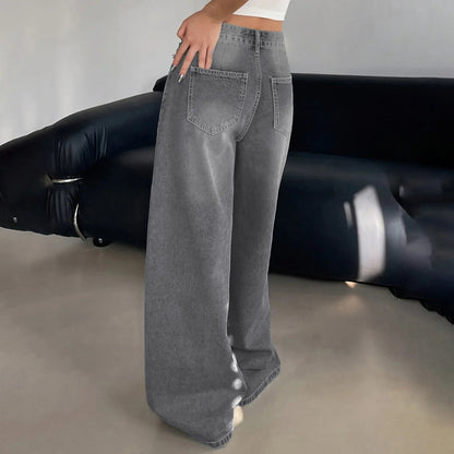 Damen Baggy-Jeans Mittlere Bundhöhe Komfort Jeans
