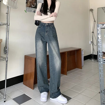 Damen Baggy Jeans Retro Stil Vintage