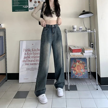 Damen Baggy Jeans Retro Stil Vintage