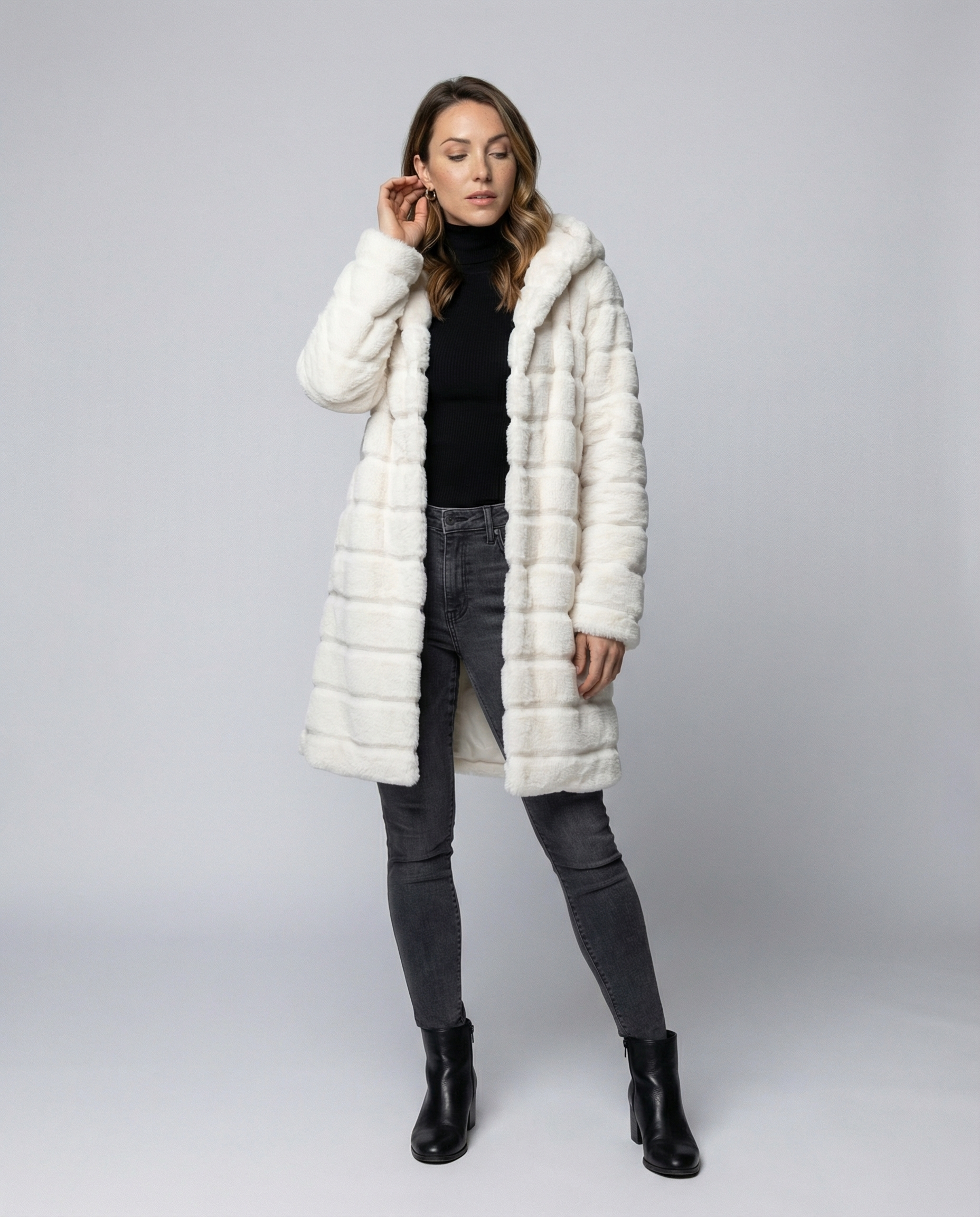 Damen Fleece Winterjacke Elegantes Design Schwarz - Norvielle