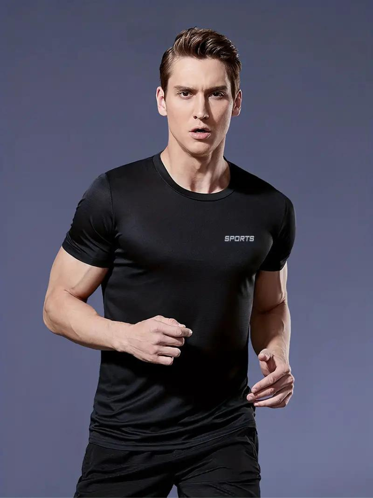 Herren Sport T-Shirt Schnelltrocknend Baumwolle Grau - Norvielle