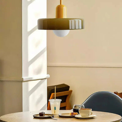 Bauhaus Pendelleuchte Farbiges Glas