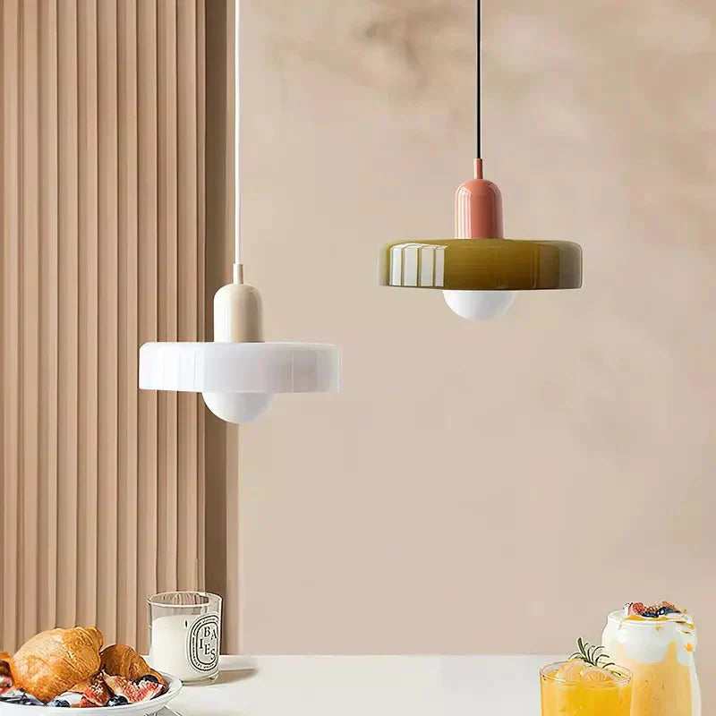 Bauhaus Pendelleuchte Farbiges Glas