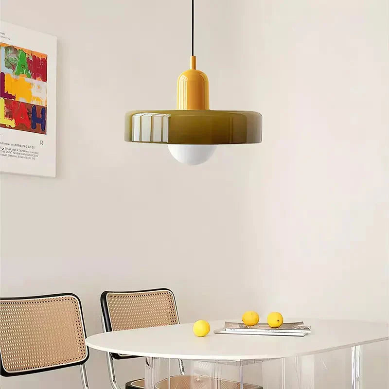 Bauhaus Pendelleuchte Farbiges Glas