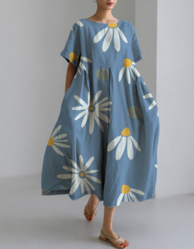 Baumwoll-Look Kleid mit 3D-Druck von Elarova