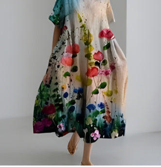 Baumwoll-Look Kleid mit 3D-Druck von Elarova