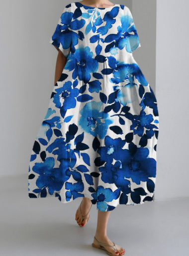 Baumwoll-Look Kleid mit 3D-Druck von Elarova