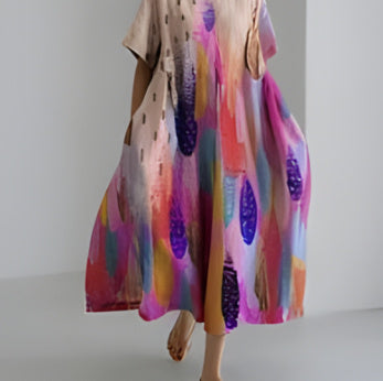 Baumwoll-Look Kleid mit 3D-Druck von Elarova