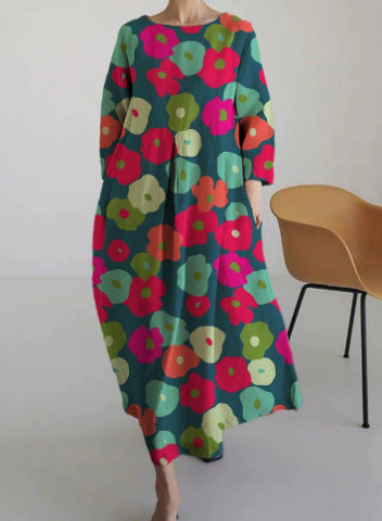 Baumwoll-Look Kleid mit 3D-Druck von Elarova