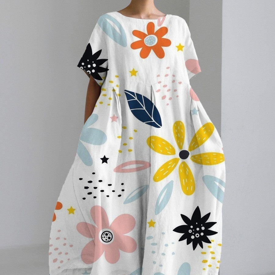 Baumwoll-Look Kleid mit 3D-Druck von Elarova