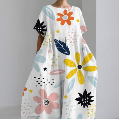 Baumwoll-Look Kleid mit 3D-Druck von Elarova