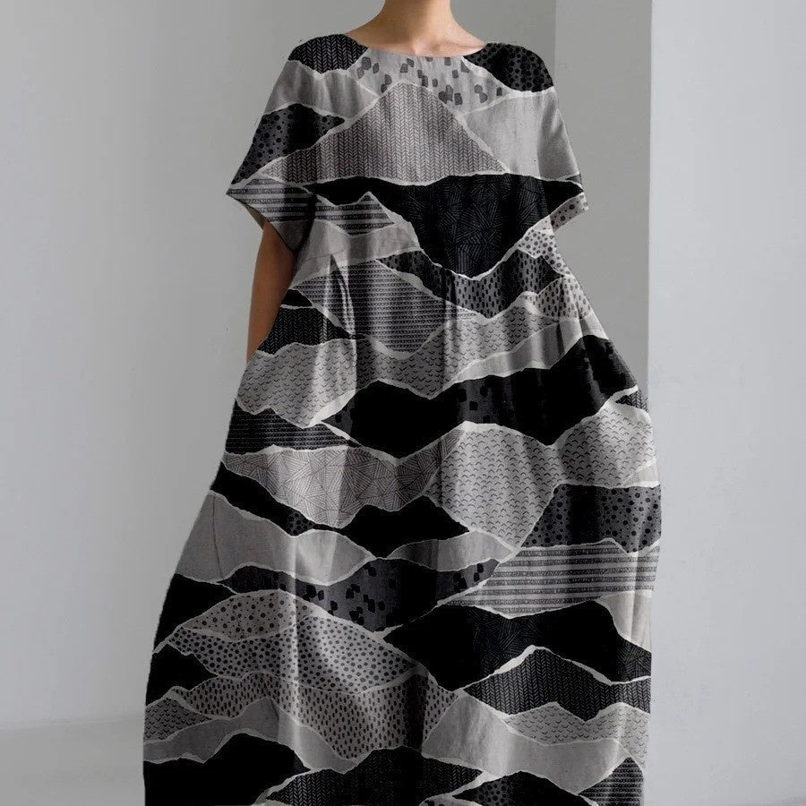 Baumwoll-Look Kleid mit 3D-Druck von Elarova