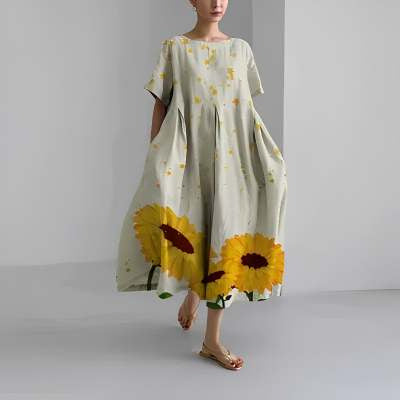 Baumwoll-Look Kleid mit 3D-Druck von Elarova