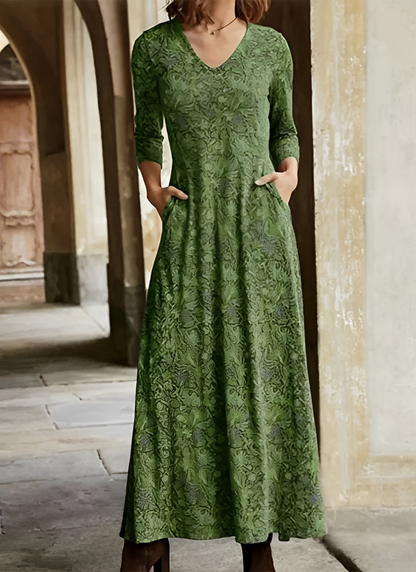 Norvielle Damen Retro-Kleid Lang