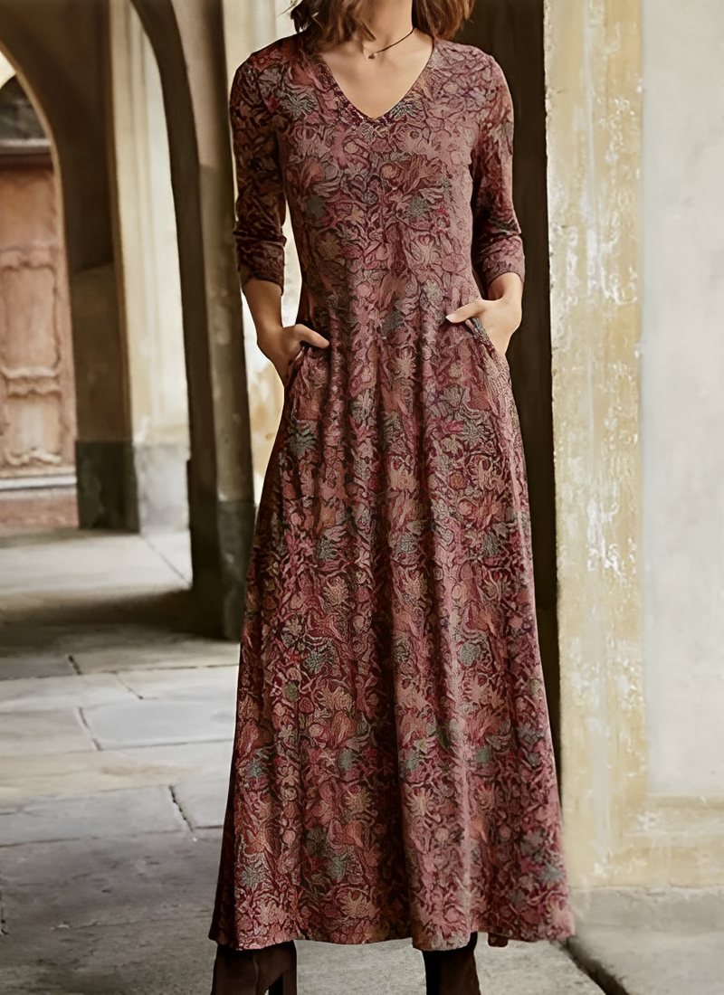 Norvielle Damen Retro-Kleid Lang