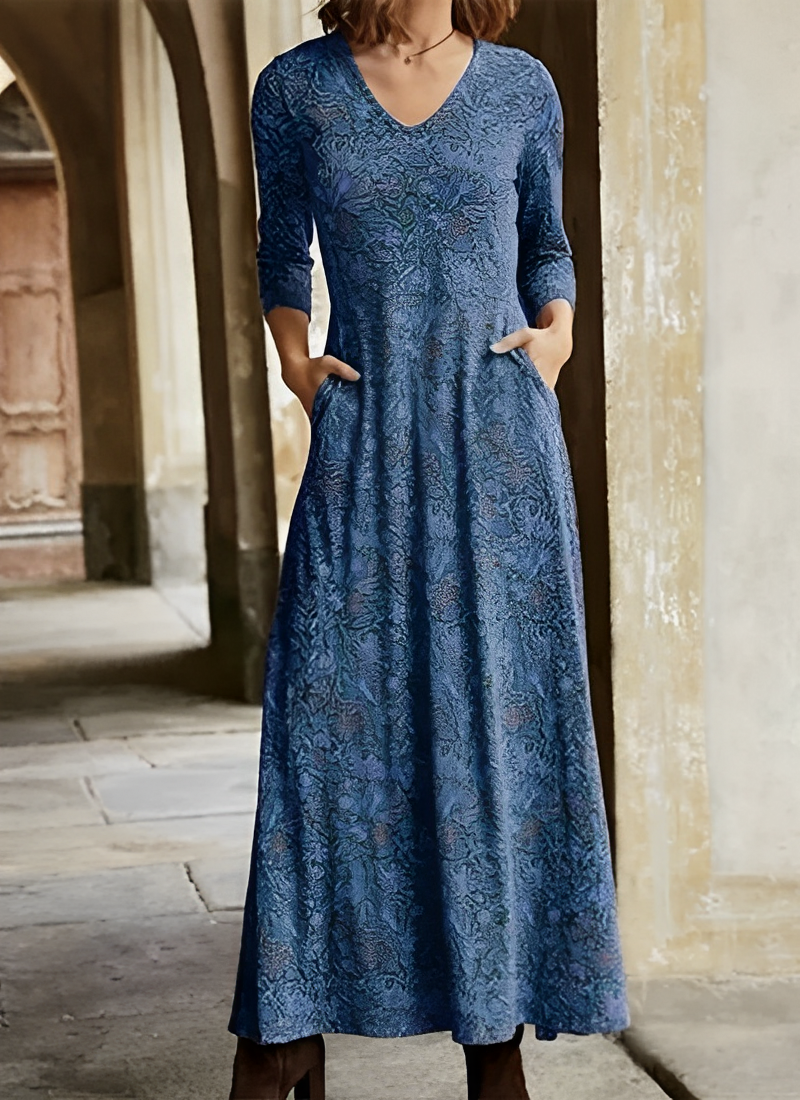 Norvielle Damen Retro-Kleid Lang