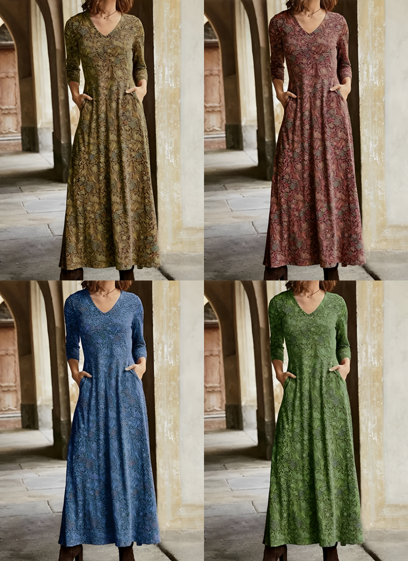 Norvielle Damen Retro-Kleid Lang - Norvielle