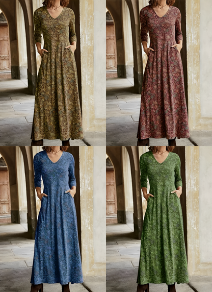 Norvielle Damen Retro-Kleid Lang - Norvielle