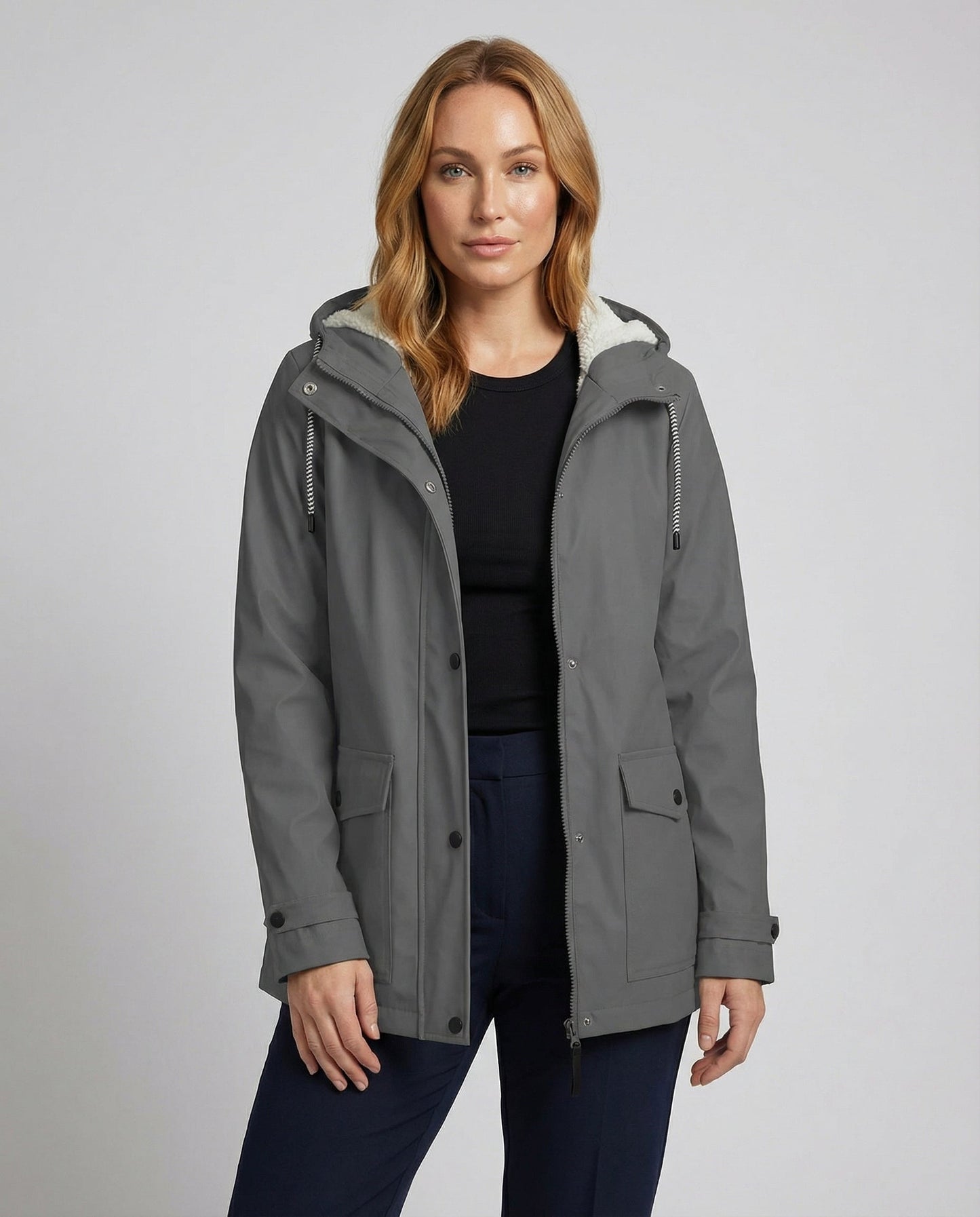 Damen Fleecejacke Wasserdicht Warm Schwarz - Norvielle