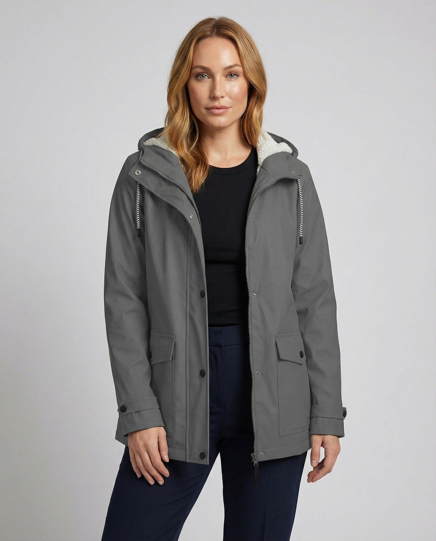 Damen Fleecejacke Wasserdicht Warm Schwarz - Norvielle