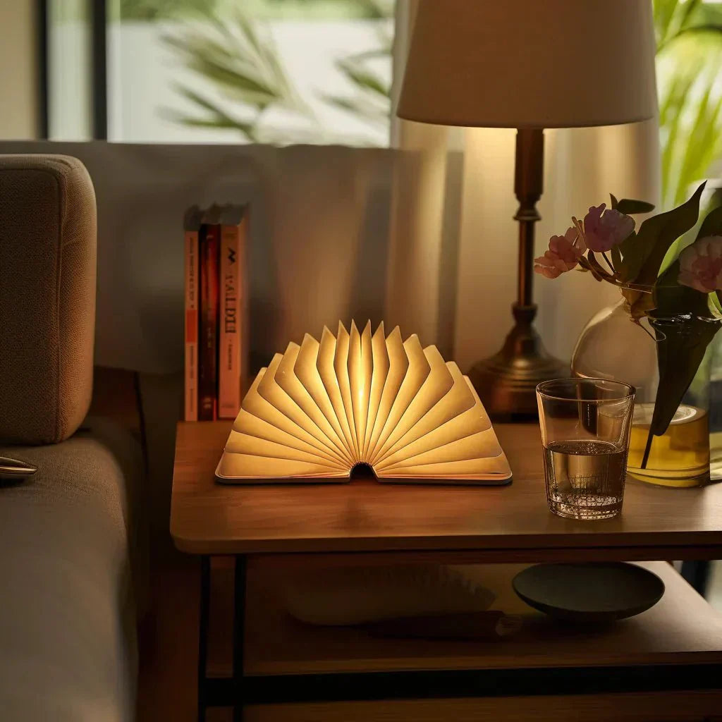 Faltbare Holz Tischlampe LED Leselampe