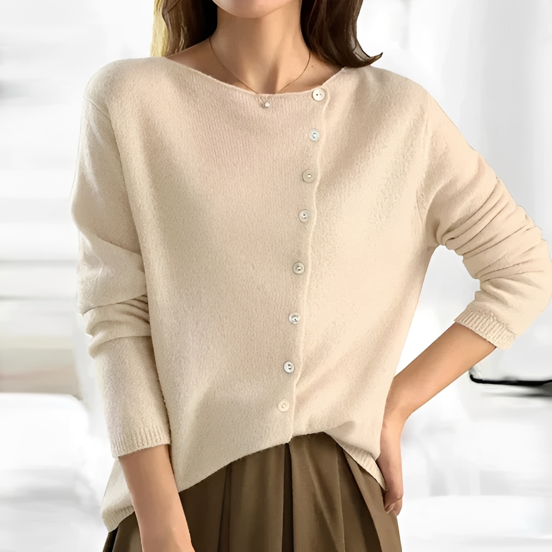 Damen Knopf-Pullover Warmer Bequem