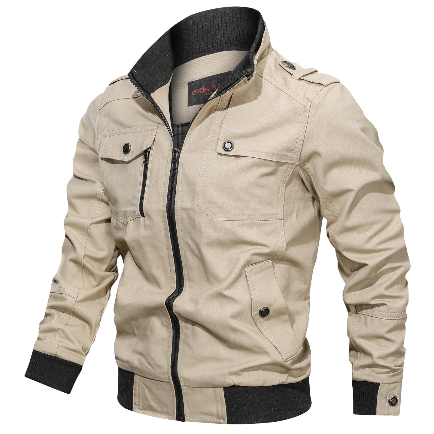 Herren Übergangsjacke Stehkragen Stilvoll Beige